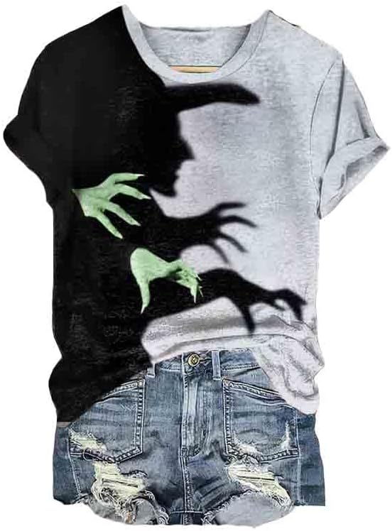 Witch Shadow Print Tee: Spooky Chic Salem Style