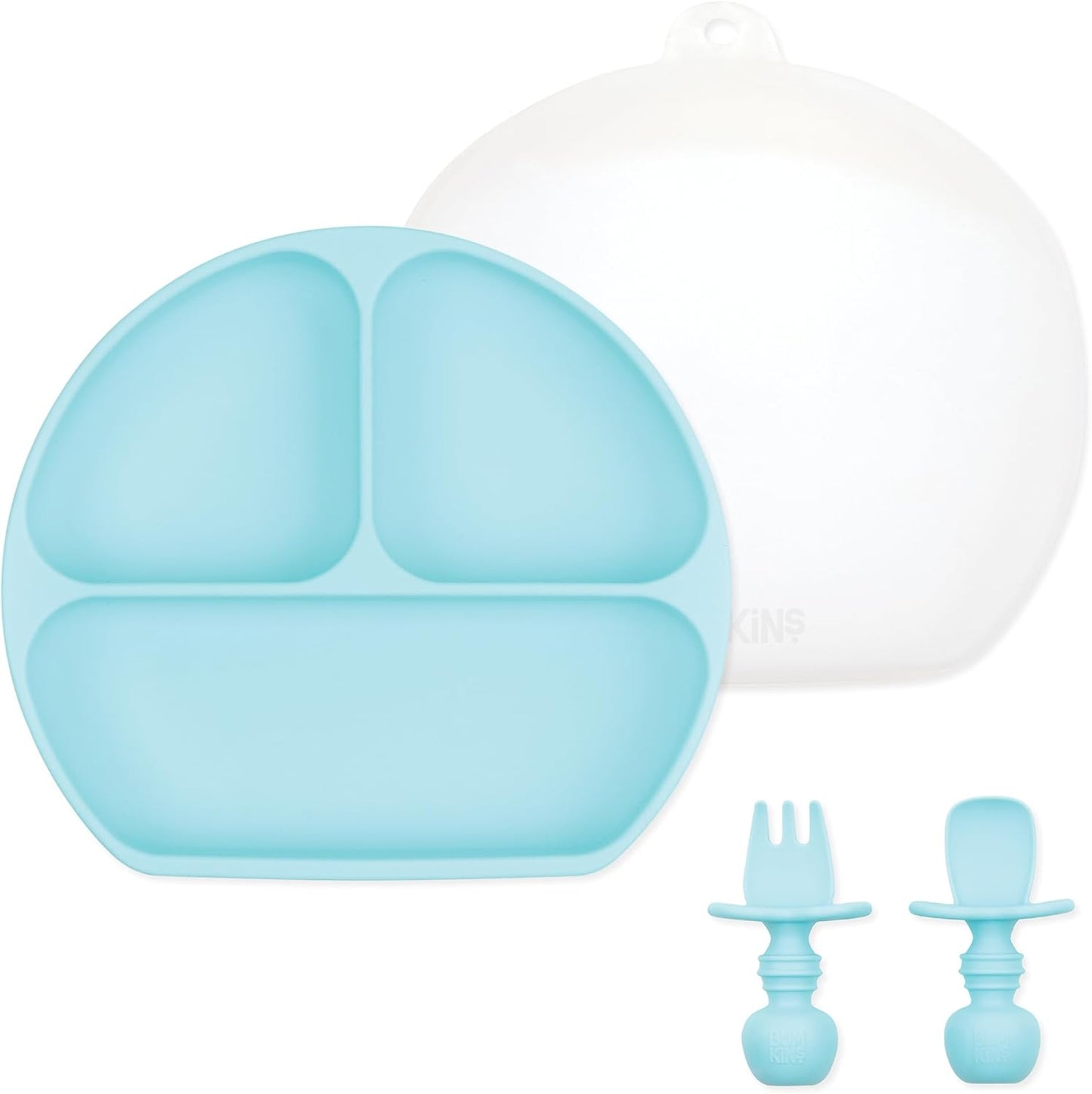 Bumkins Silicone Grip Dish Set for Baby-Led Weaning Fun
