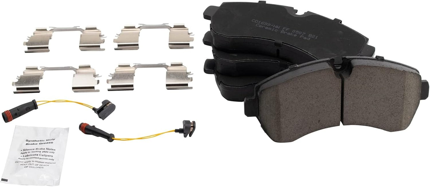 TRQ Front Ceramic Disc Brake Pad Set for Freightliner Sprinter
