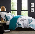 SLEEPBELLA Duvet Cover Set Queen Teal Blue Leaf - Soft 600 TC Cotton