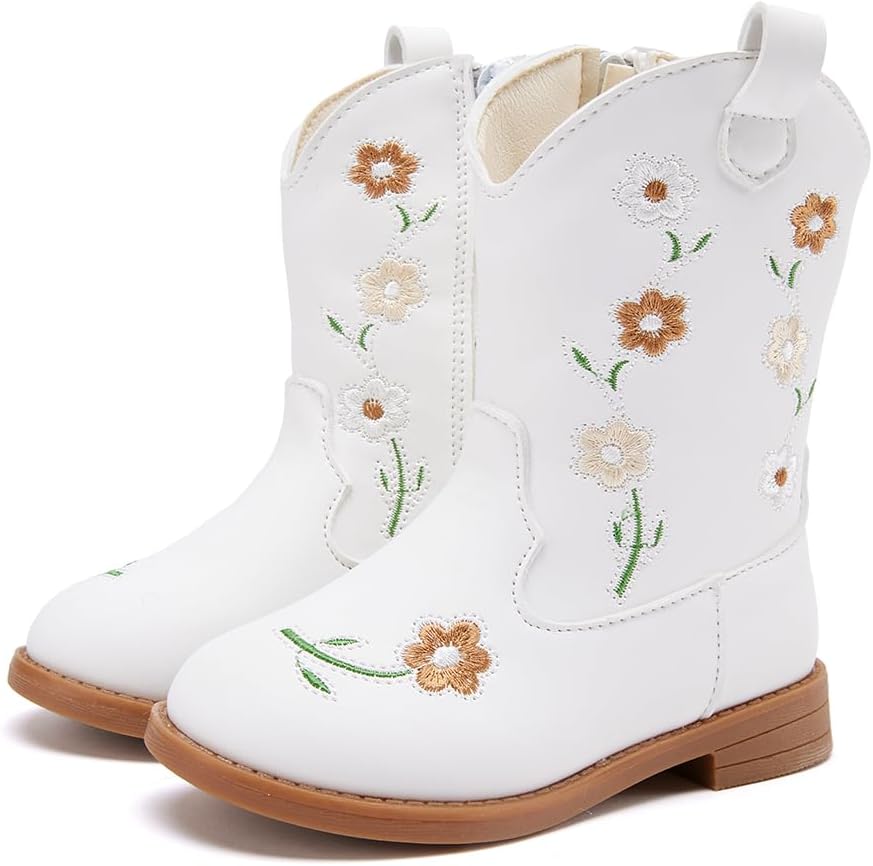 Toddler Girls Cowgirl Boots with Pointed Toe Design for Comfort