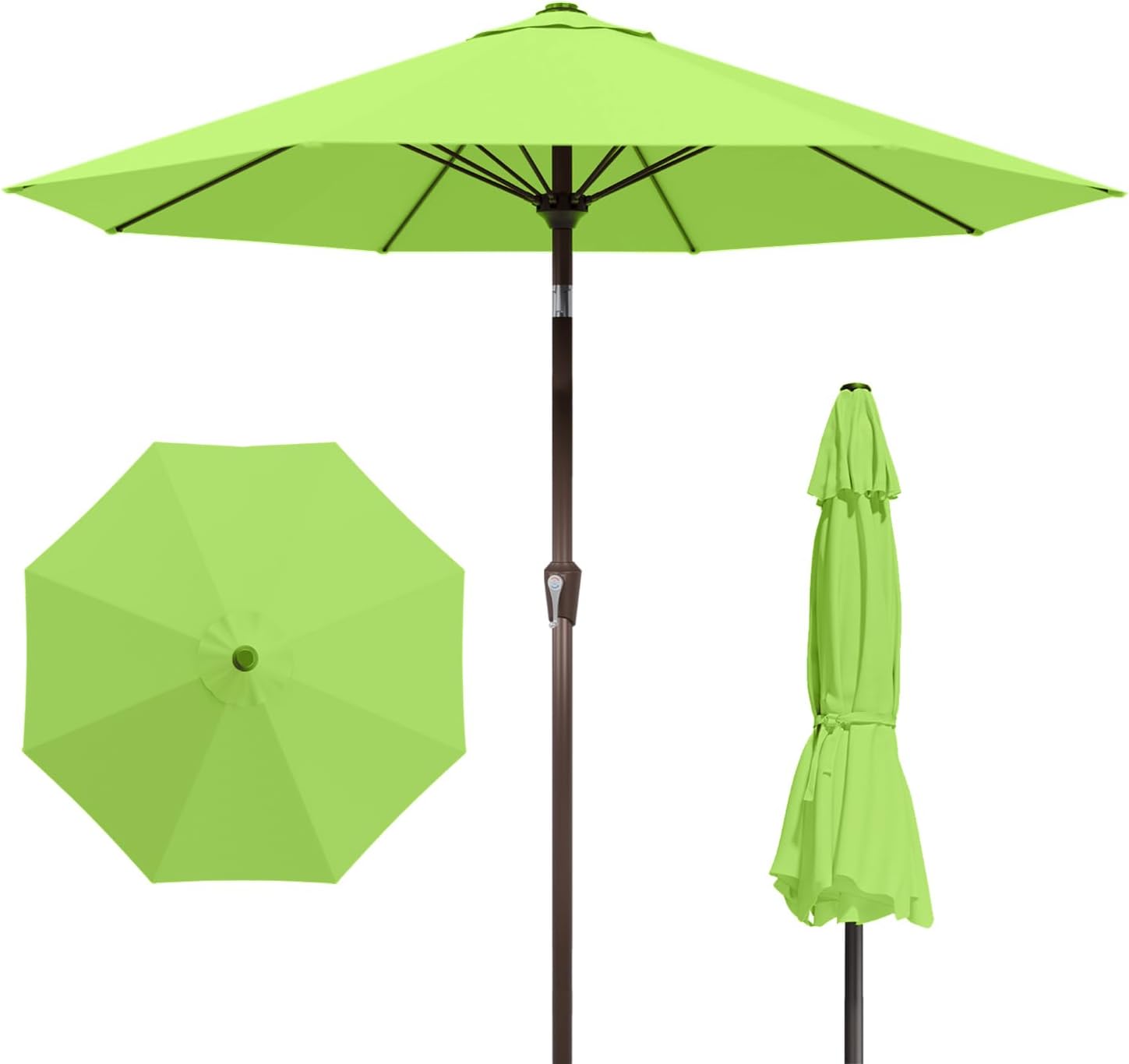 9FT Patio Umbrella with Push Button Tilt and Crank for Outdoor