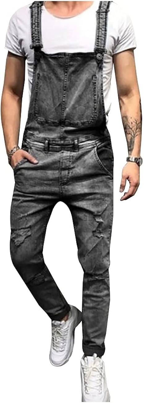 LONGBIDA Men's Denim Bib Overalls for Fashionable Comfort