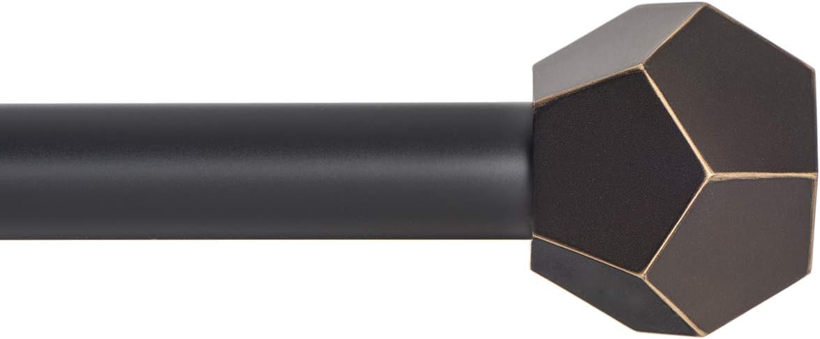 Ivilon Hexagonal 1 Inch Curtain Rod - Antique Black, 28-48 Inch