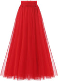 OBBUE Women's A Line Tulle Tea Length Skirt - Layered Tulle Style