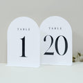 White Arch Table Numbers 5x7 1-20 with Stand - Minimal Wedding Set