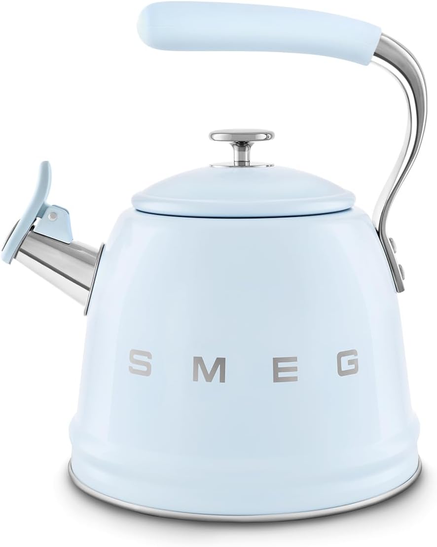 SMEG Retro Stovetop Whistling Kettle 2.4Q in Pastel Blue