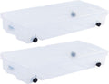 Under the Bed Storage Box 70 Quart Clear Wheeled Tote - Low Profile