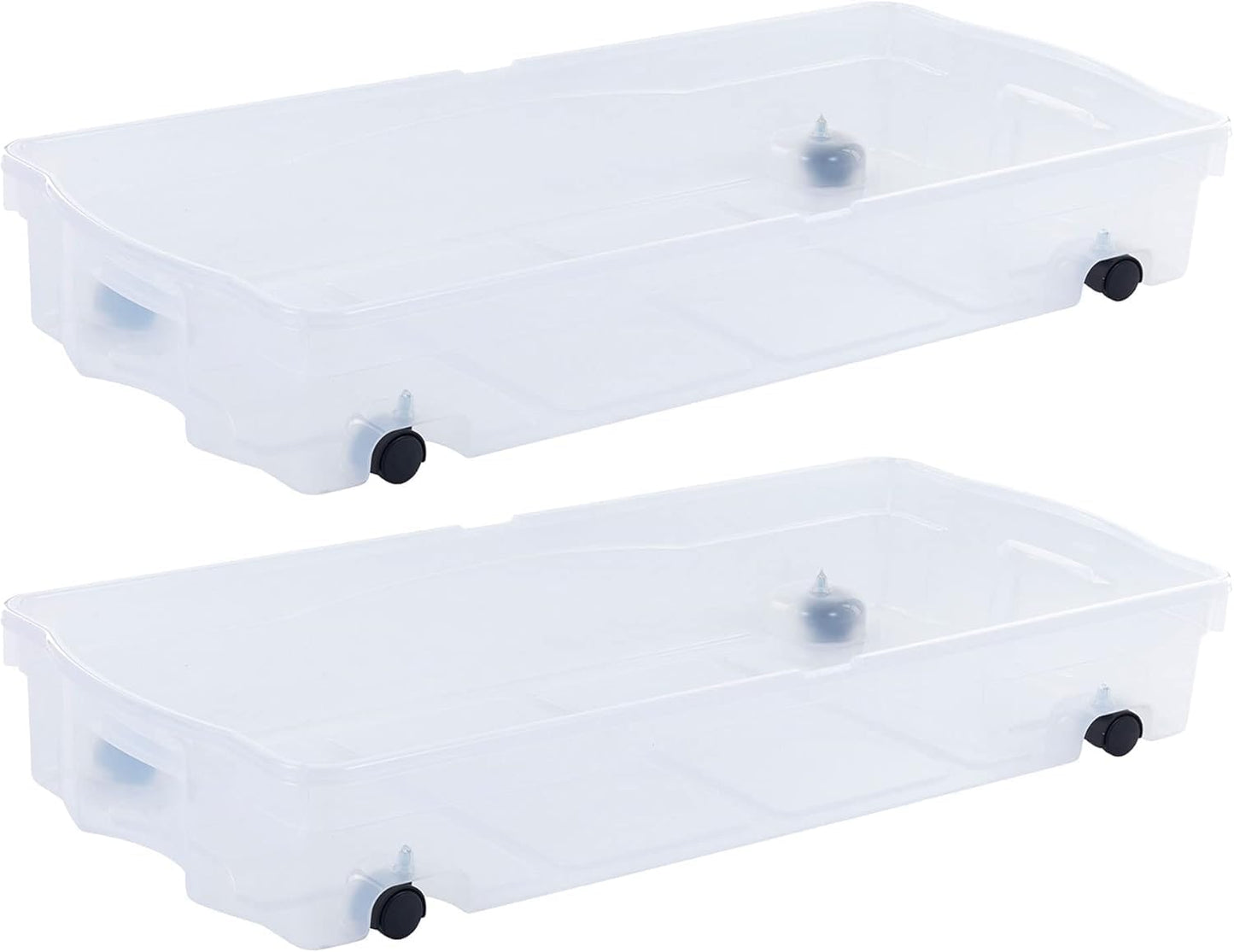 Rubbermaid 70 Quart Under Bed Storage Boxes with Wheels, 2 Pack