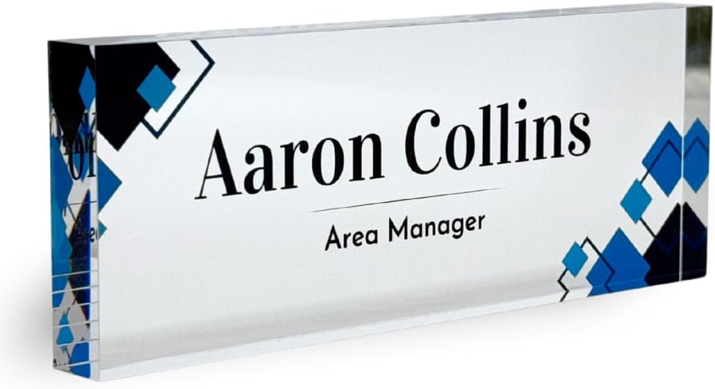 Customized Clear Acrylic Desk Name Plate Block for Office Decor