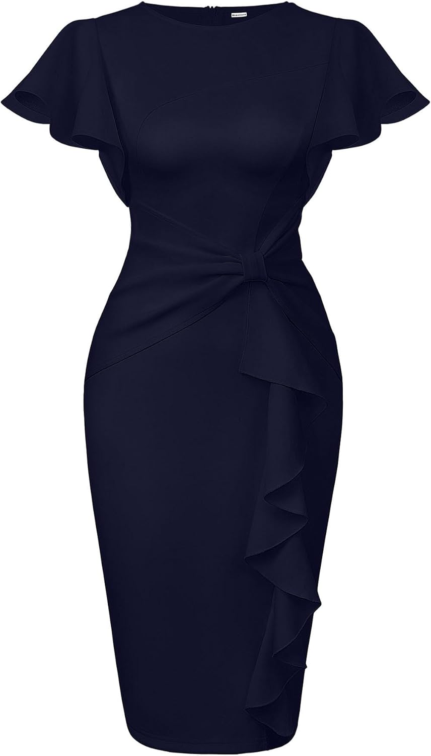 Memoriesea Women's Vintage Ruffle Peplum Cocktail Dress Review