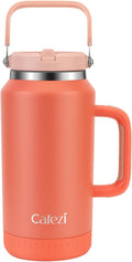 64oz Stainless Steel Water Bottle with Flip Straw - Leak-Proof