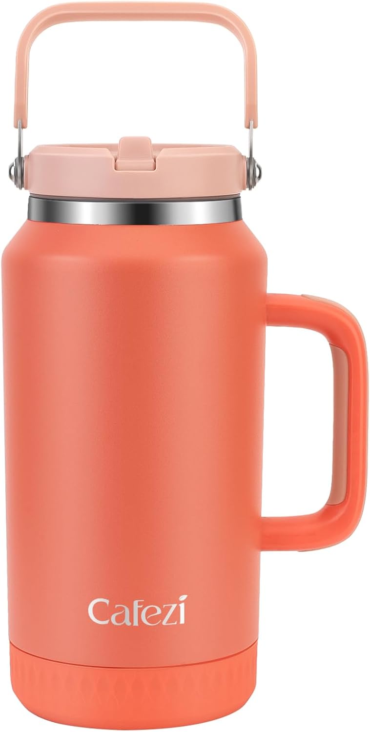 64oz Stainless Steel Water Bottle with Flip Straw for Hydration