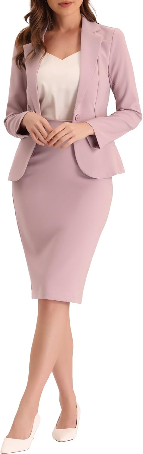 Allegra K Women's 2 Piece Suit Skirt Set for Business Casual