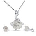 Real raw clear quartz jewelry set with 925 sterling silver gold plated