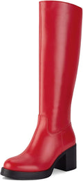 Platform Knee High Boots for Women - Chunky Heel Comfort Shoes