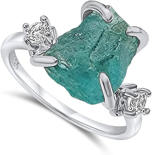 Real Raw Crystal Ring Birthstone Jewelry Gift for Her Unique