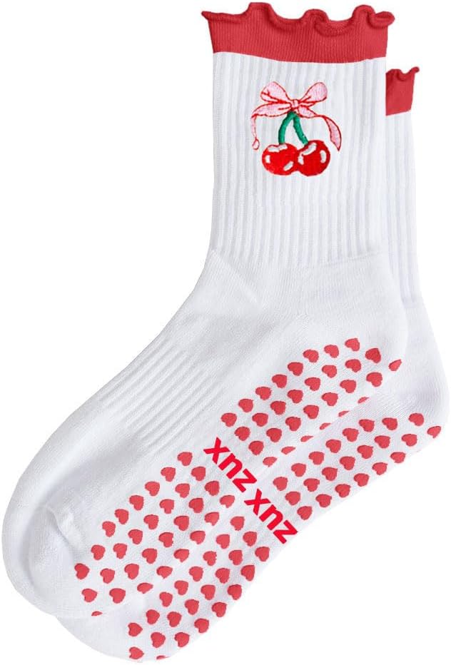 Non-Slip Pilates Socks with Embroidery - Puedizux