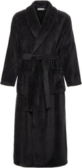 Long Mens Robe Full Length Big and Tall Bathrobe for Men - Black