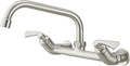 Wall Mount Kitchen Faucet 8 in Swivel Spout - Heavy Duty Utility
