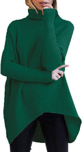 Womens Oversized Turtleneck Batwing Knit Pullover - Cozy Fall Tunic