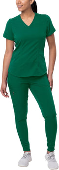 Adar Pro Modern Athletic Scrub Set For Women - Tailored Comfort Twill