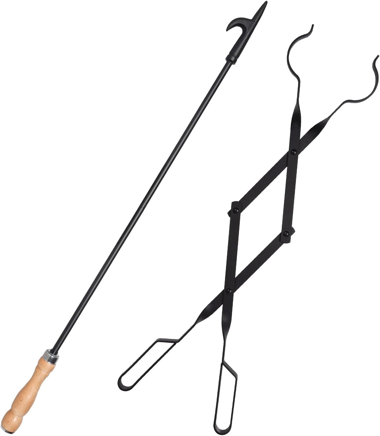Rust-Resistant Fireplace Tool Set: Grab Logs Easily