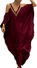 Turkish Cold Shoulder Kaftan Dress Cover Up - Flowy Maxi Beachwear