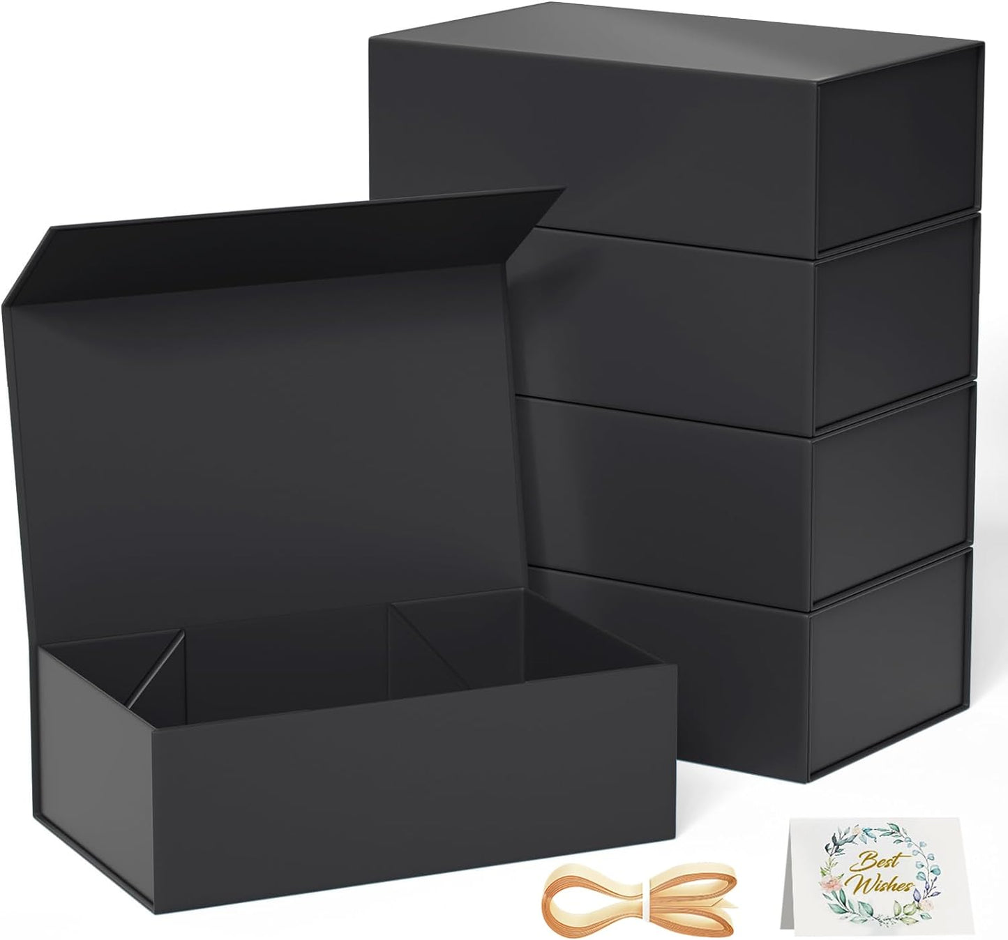 5 Pack Black Gift Box with Magnetic Closure for All Occasions