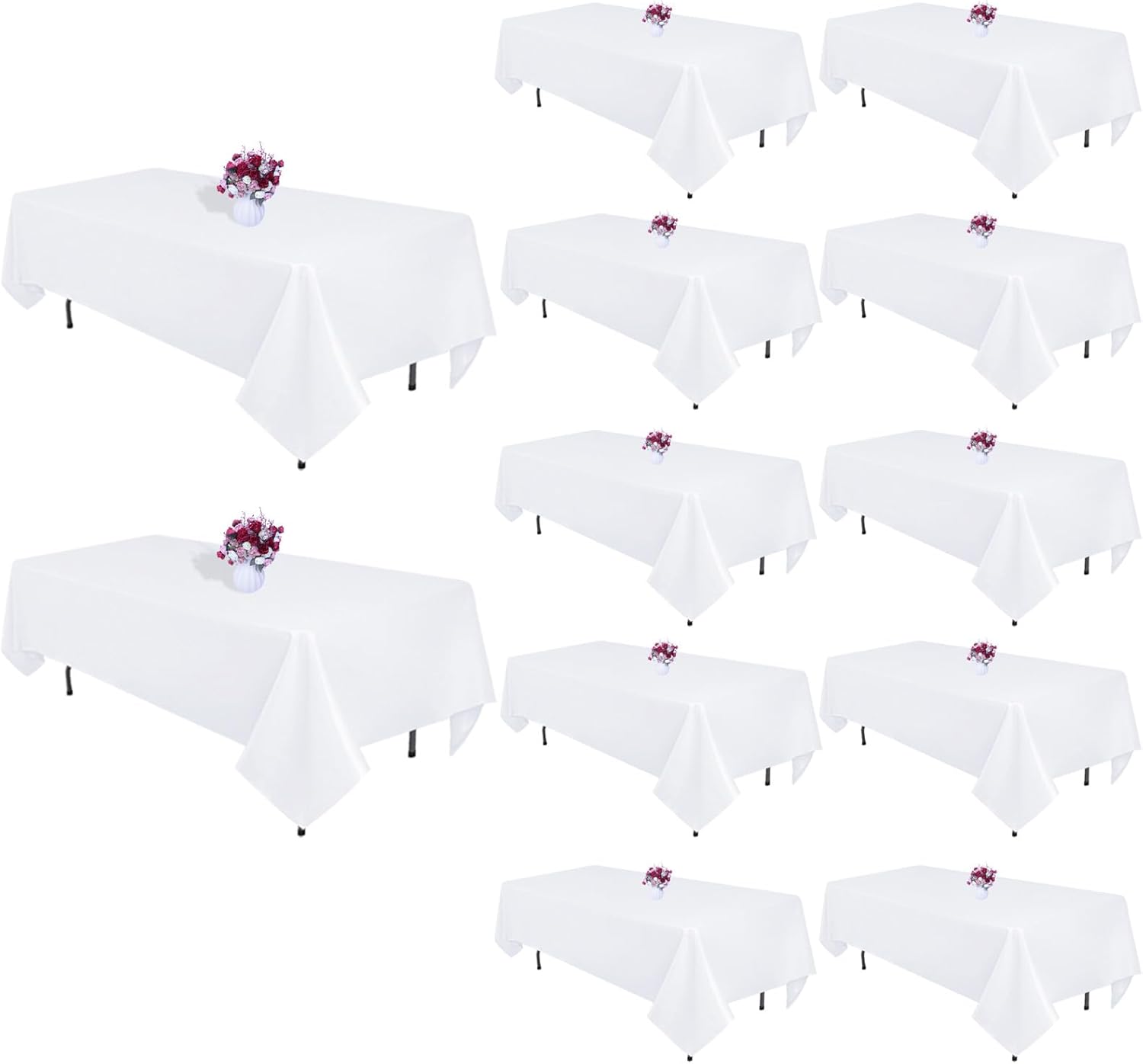 12 Packs White Table Cloth Rectangle 60x126 Inch for Events