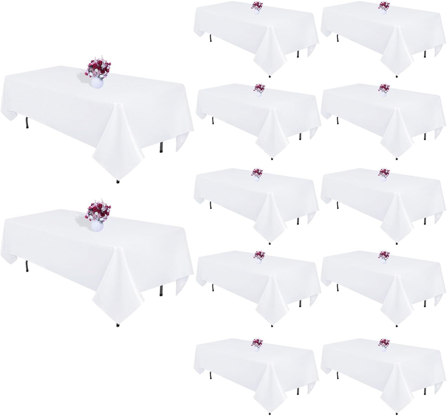 12 Packs White Table Cloths for 6 Foot Rectangle Tables
