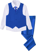 Boys 4 Piece Slim Fit Suit Set - Classic Formal Outfit for Boys