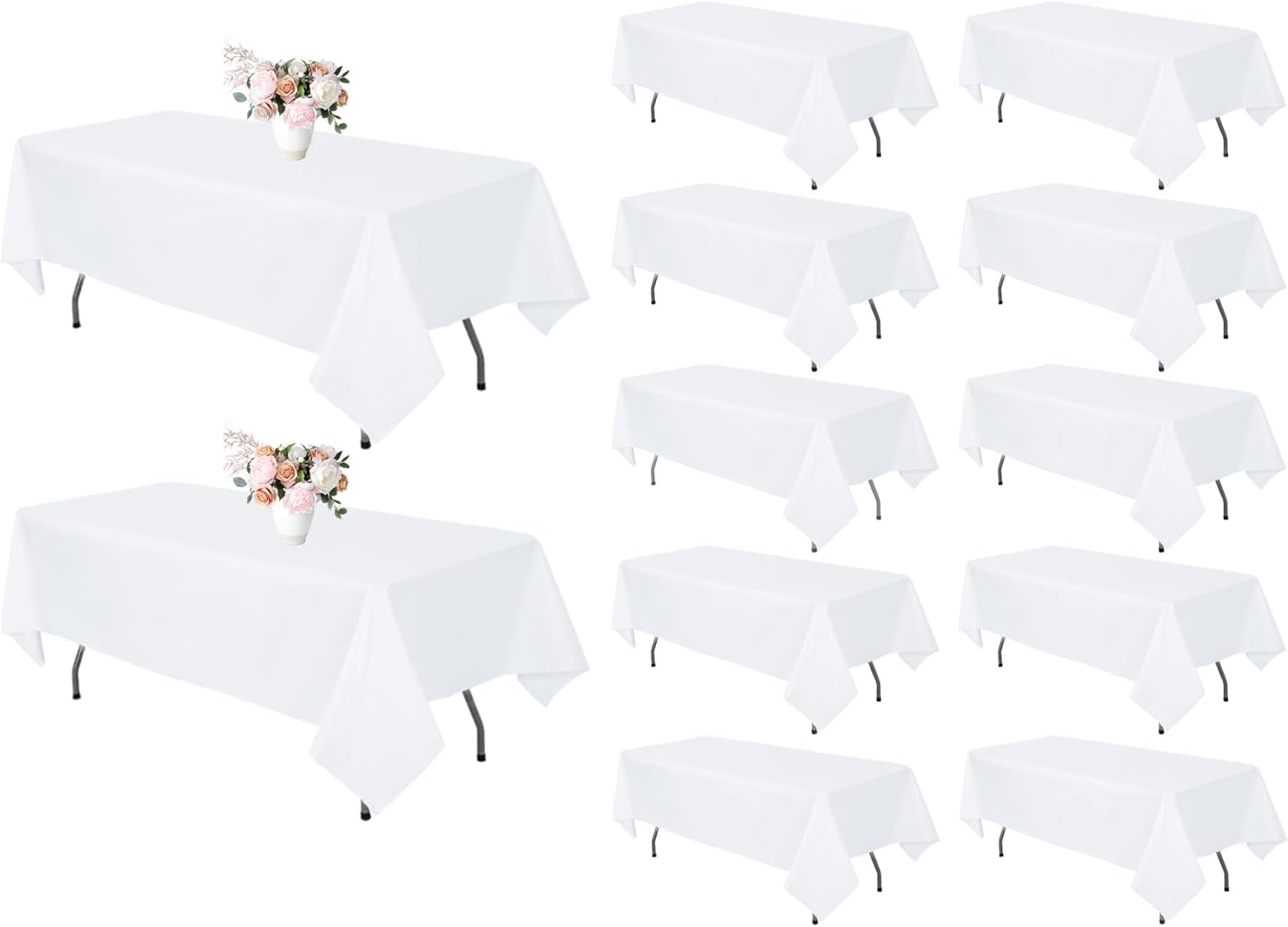 12 Pack White Tablecloths for 8 Foot Rectangle Tables