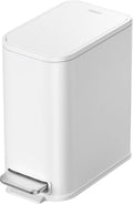 Small Bathroom Trash Can with Lid Soft Close - Slim 5L White