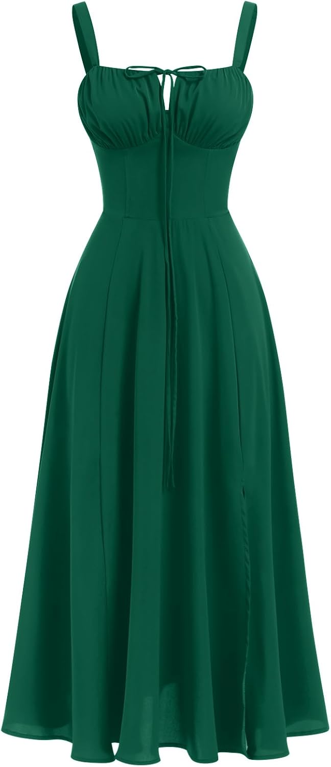 Floral Corset Dress for Women - Boho Midi Sundress Style