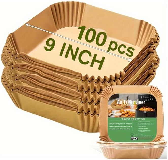 Non-Stick Air Fryer Liners - 100 Pcs Square