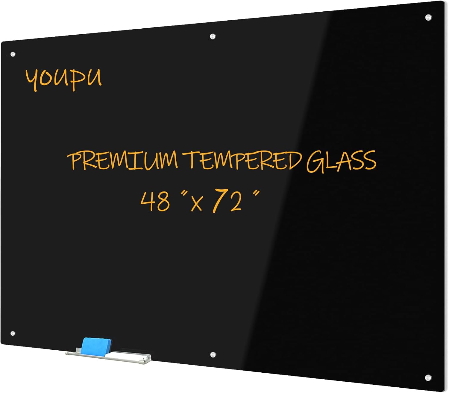 Magnetic Glass Writeboard 72in x 48in Premium Tempered Dry Erase Board