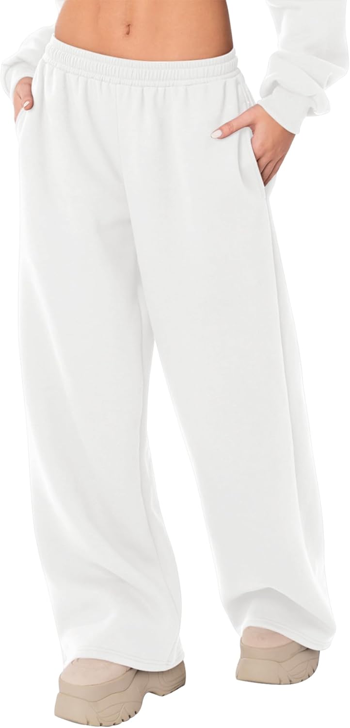LOMON Wide Leg Sweatpants for Women - Cozy Fleece Joggers