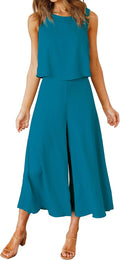 Women's Summer 2 Piece Outfits - Cropped Top with Wide Leg Pants
