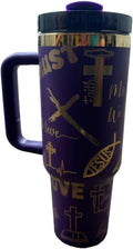 Cross tumbler religious water bottle Insulated 40oz with Handle