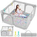 Baby Playpen with Breathable Mesh and Zipper Gates - Safe