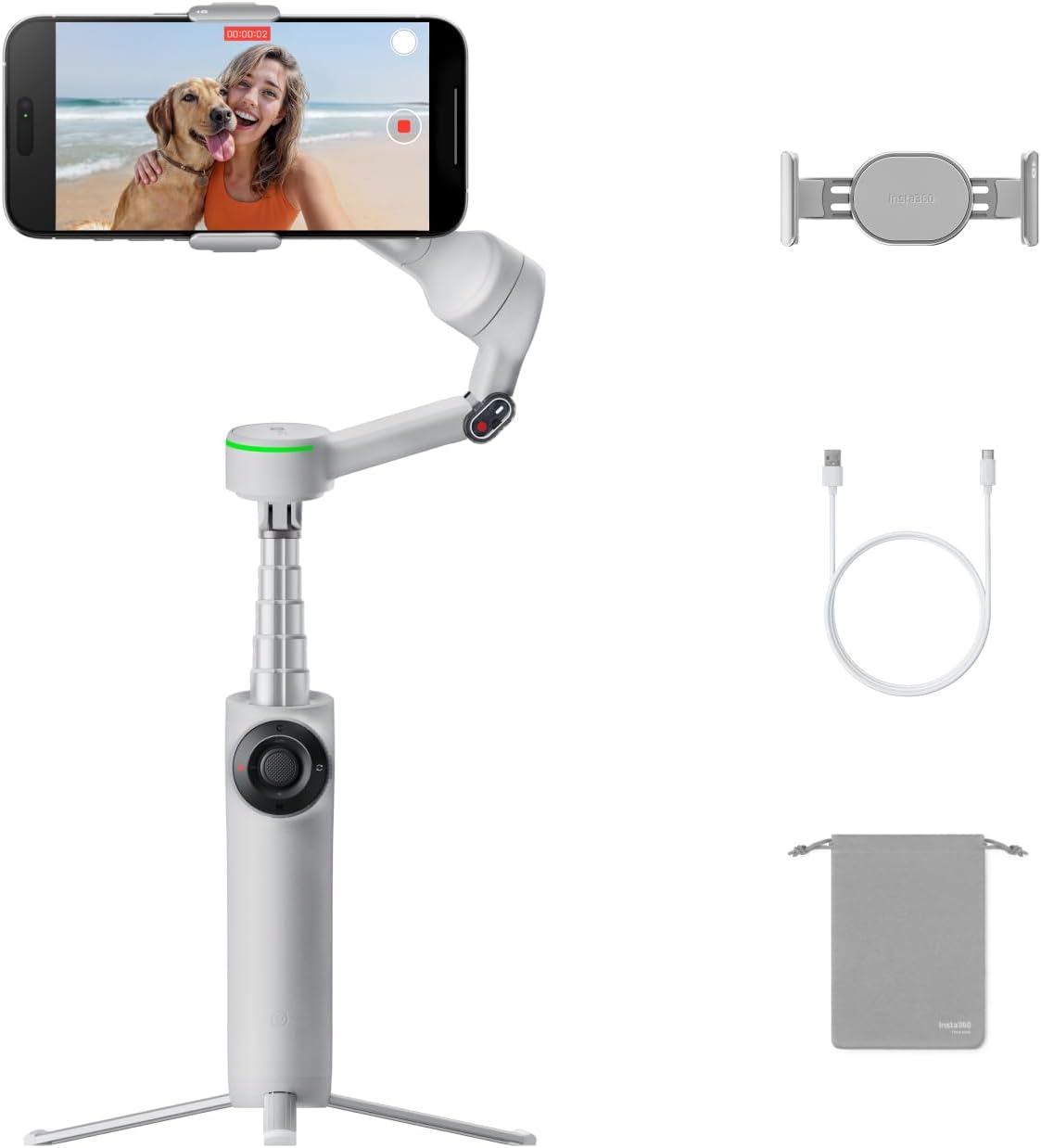 Insta360 Flow 2 Pro Grey - Ultimate Foldable AI Phone Gimbal