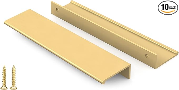 Peaha 10 Pack Cabinet Handles Brushed Brass Kitchen Drawer Pulls