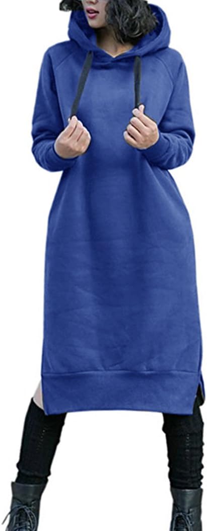 NUTEXROL Women's Thickening Long Fleece Hoodie Dress for Comfort