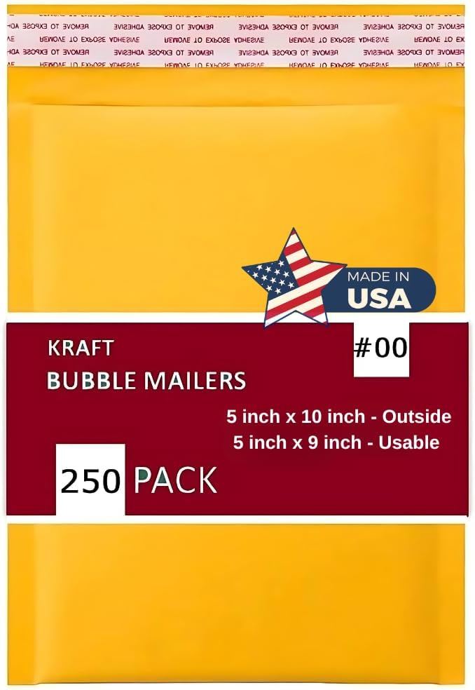 250 PC Kraft Bubble Mailers for Safe Shipping and Mailing