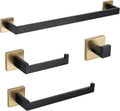 16 in Towel Bar 4-Piece Bathroom Hardware Set Black and Brushed Gold