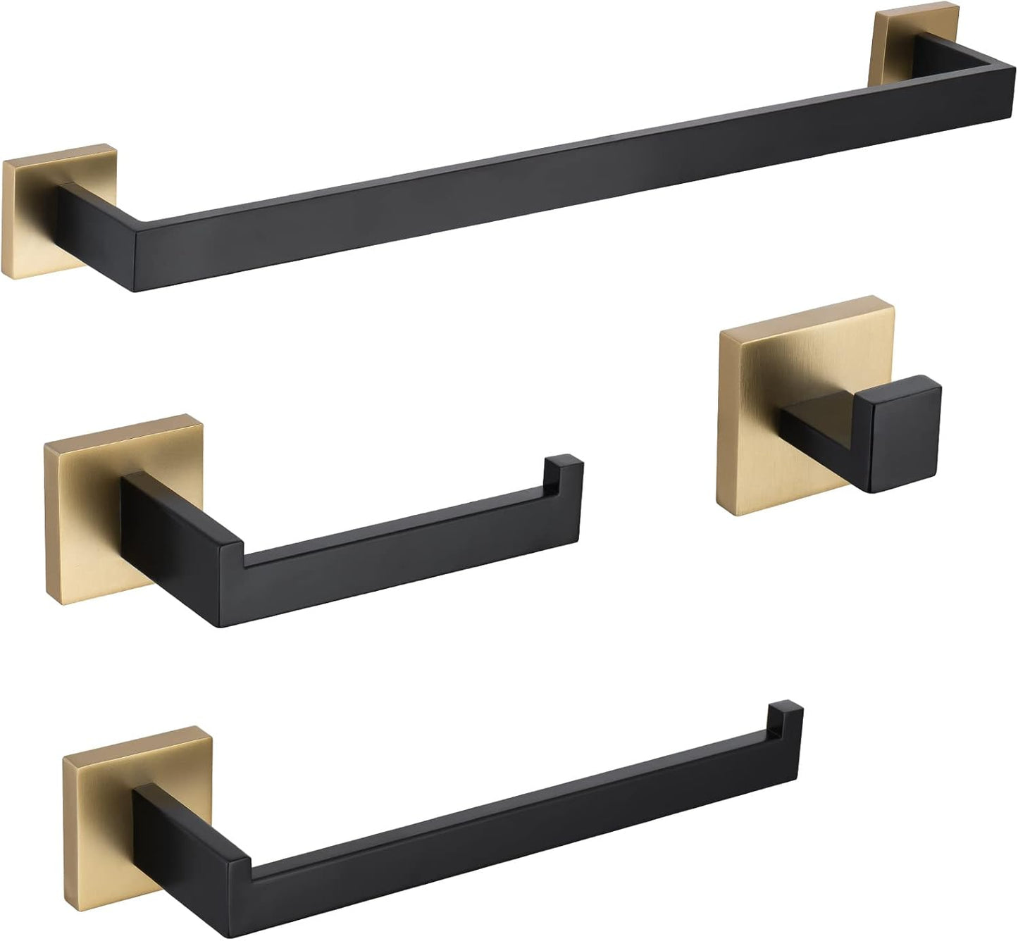 TURS 4-Piece Bathroom Hardware Set in Black and Gold Finish