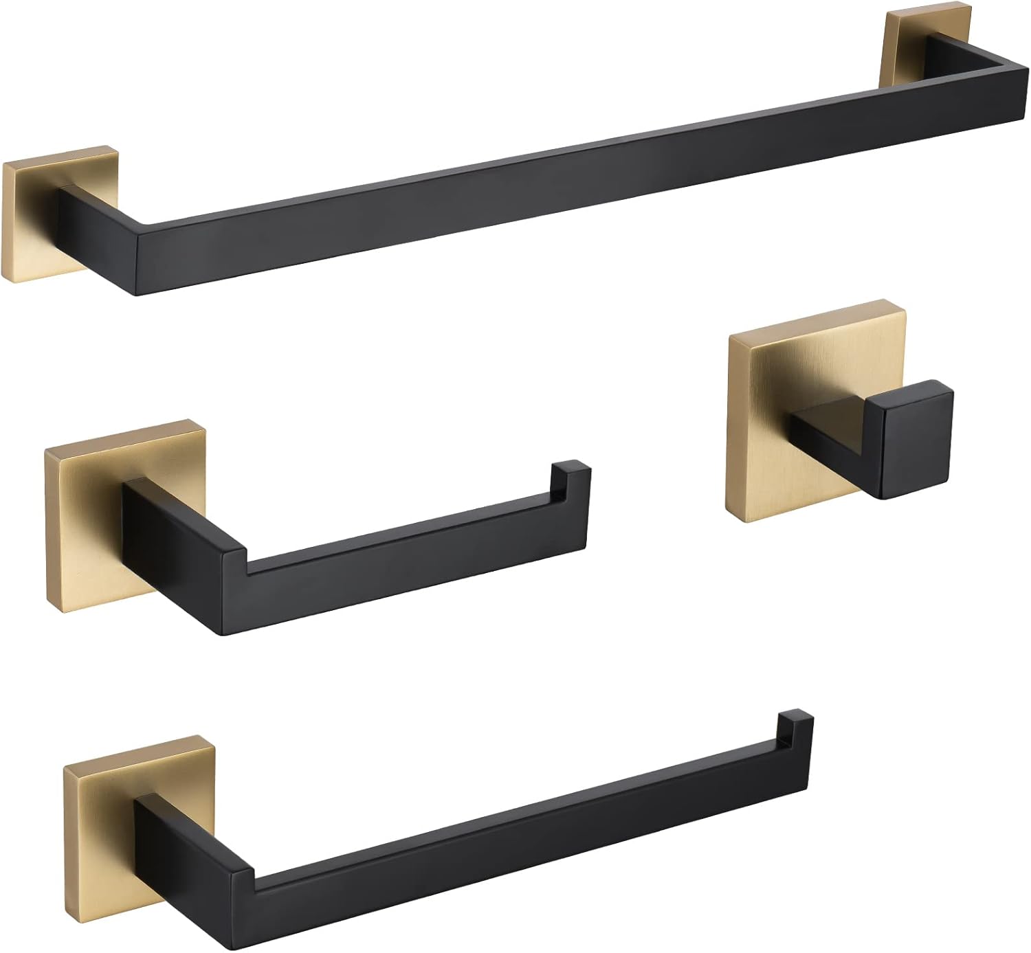 TURS 4-Piece Bathroom Hardware Set in Black and Gold Finish