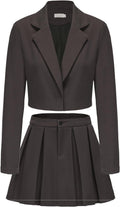 Women's Long Sleeve Blazer and Pleated Mini Skirt Set - Y2K College