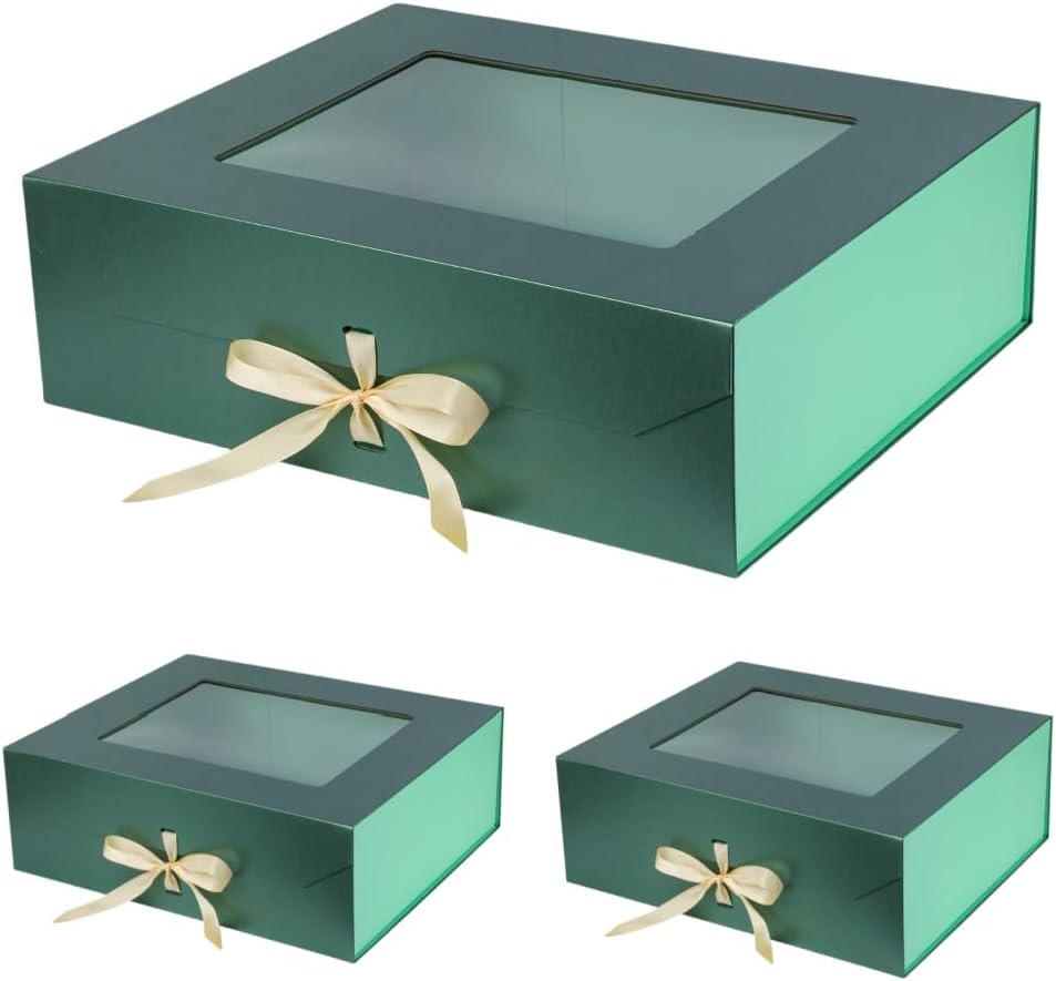 Extra Large Green Gift Box Set with Ribbon for Any Occasion